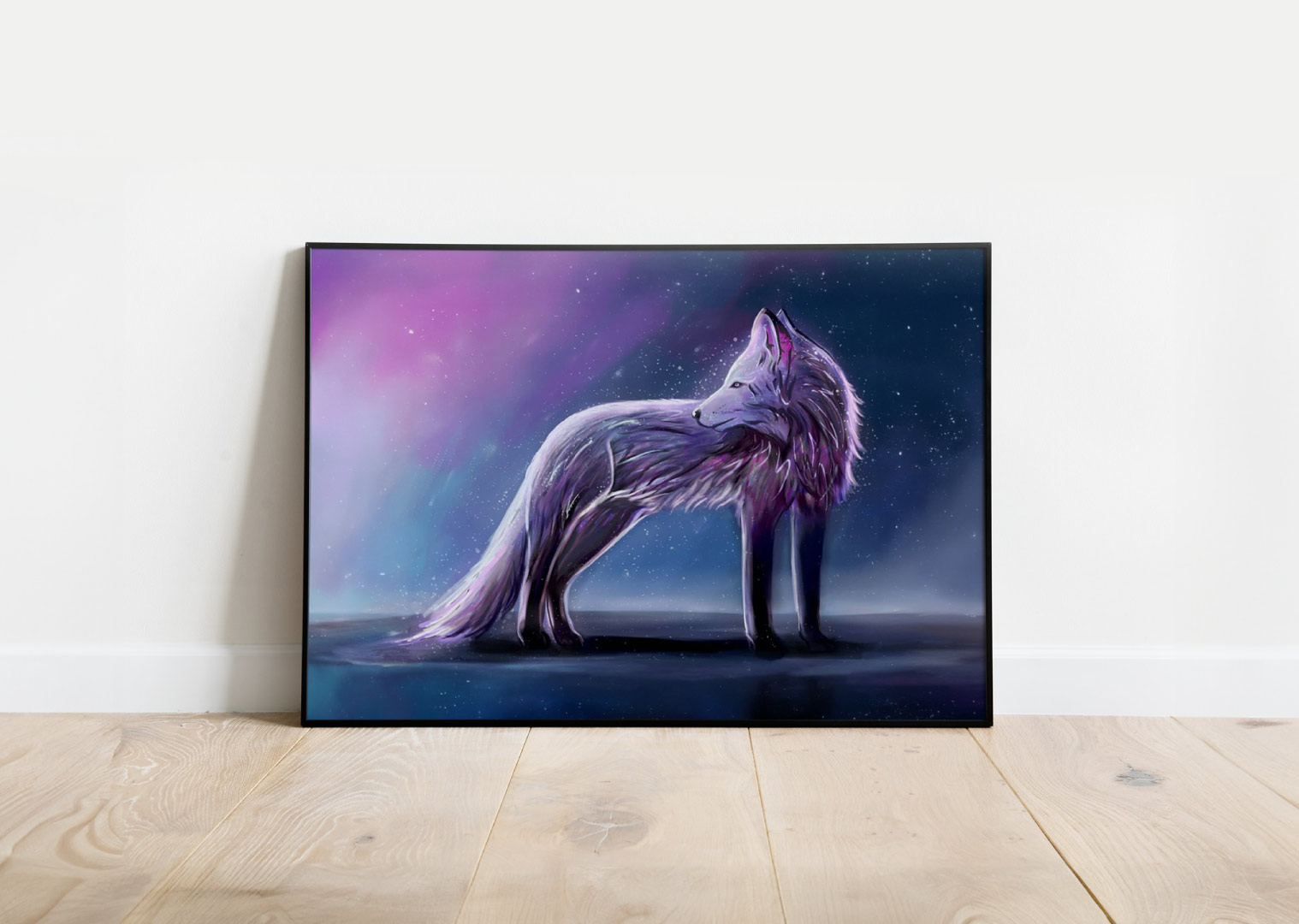 illustration loup dans une galaxie étoilée